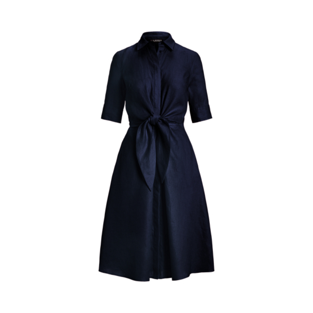 Tie-Front Linen Shirtdress